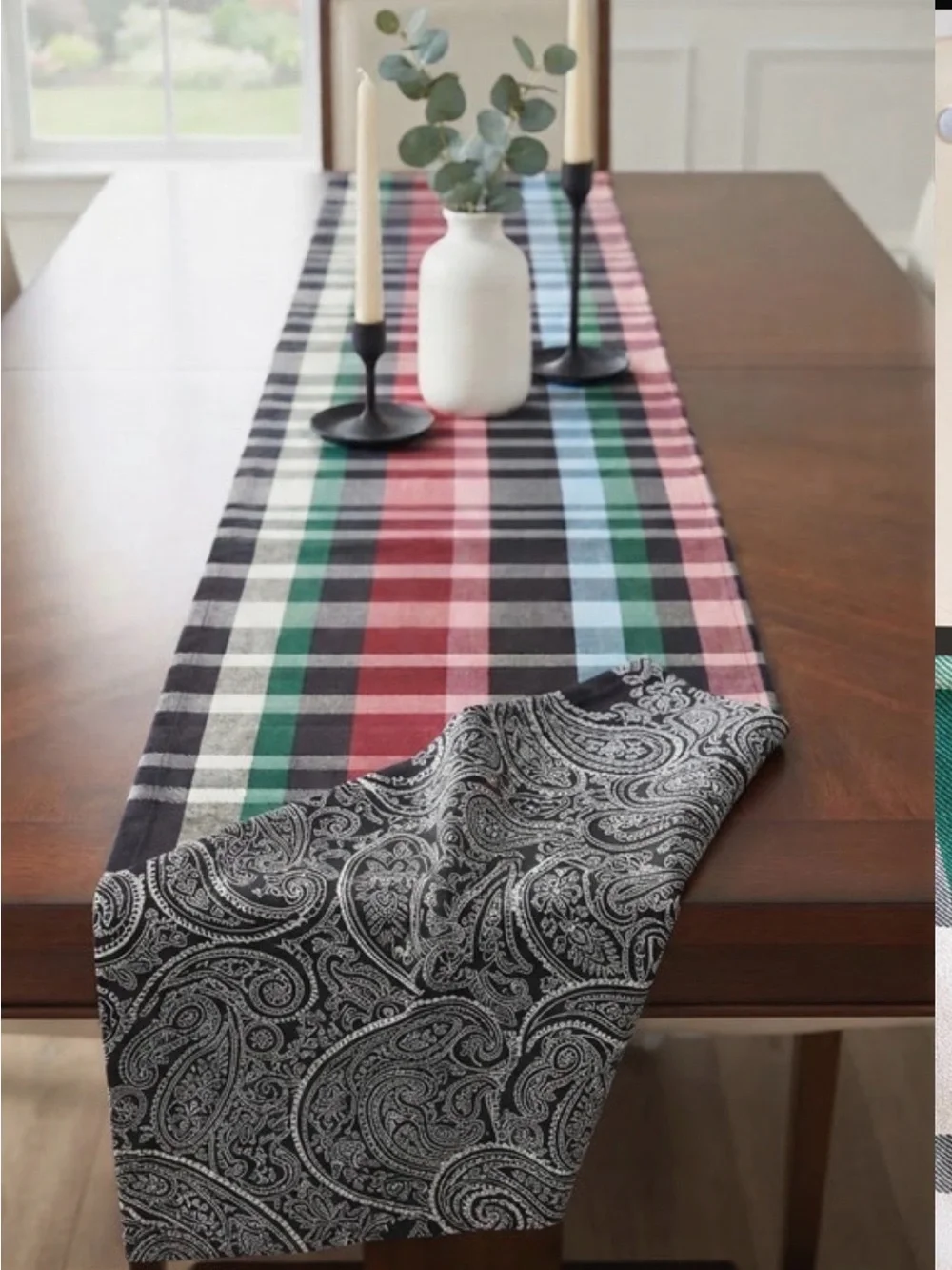 Vera Bradley 2-sided Ribbons Plaid Cotton Runner